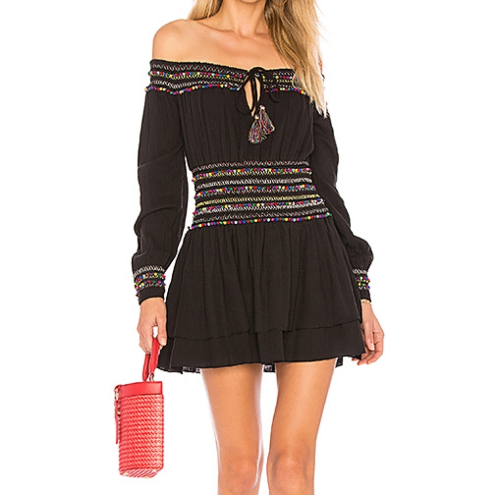 Majorelle Black PomPom Carly Marie Kalani Dress